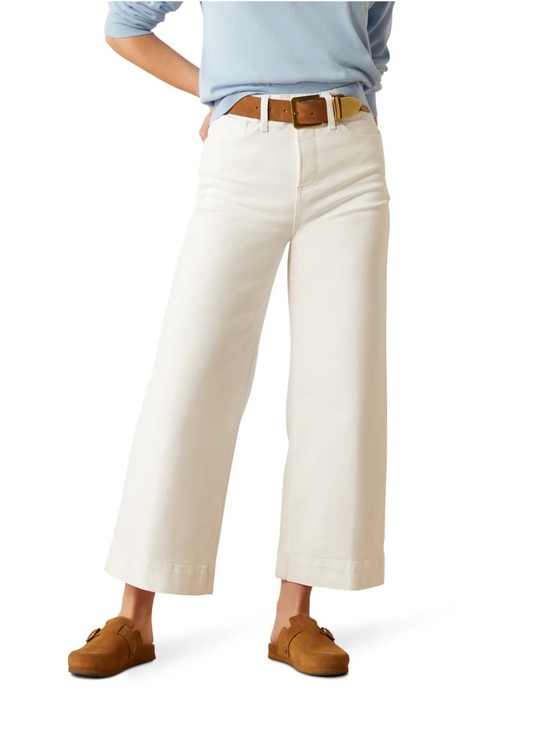 GAP Denim - GAP Off-White High-Rise Wide Leg Crop Denim Pants Jeans Size 6 Stretch Bohemian